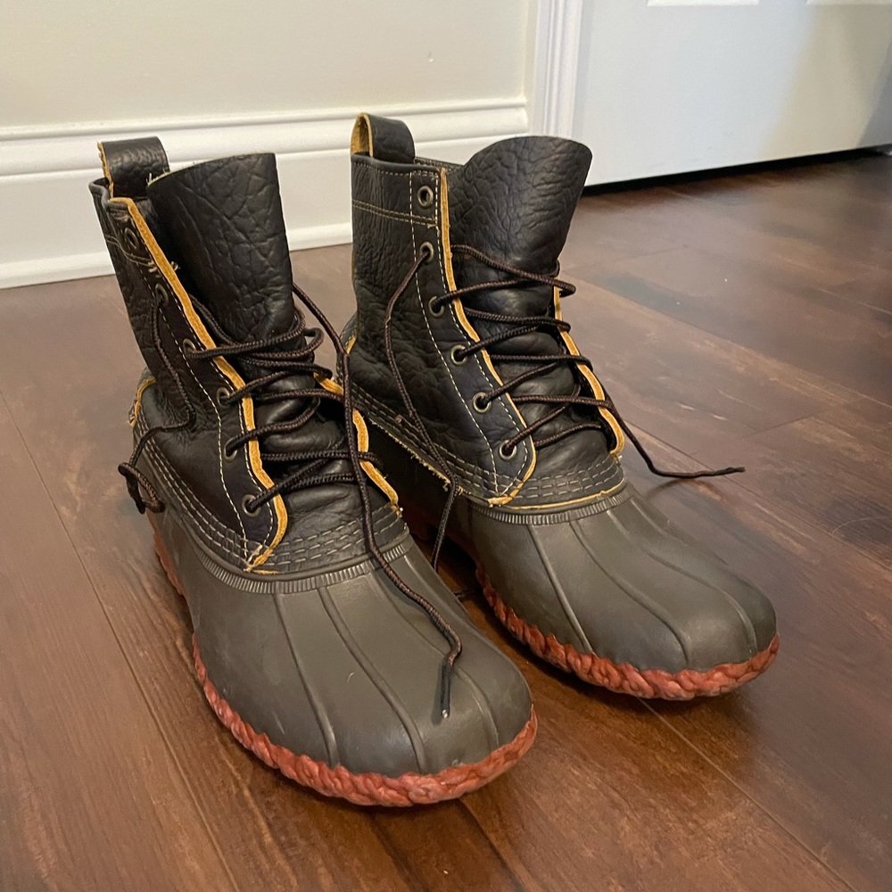 LL Bean Boots brown leather with red sole 9 B